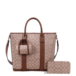 2-IN-1 Expandable Oval Print Tote /  W Small Satchel