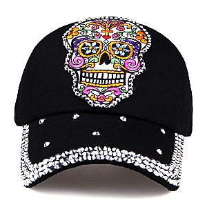 Vintage Sugar Skull Monogram Patch Embroidery Cap