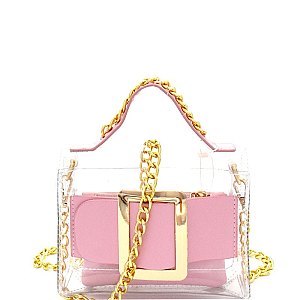 Buckle Accent Clear Transparent 2 in 1 Shoulder Bag MH-2317T