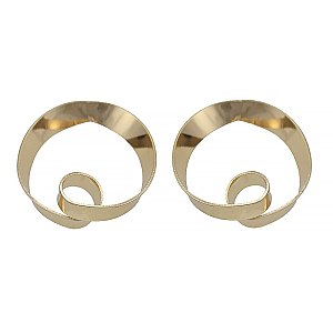 Fashionable Gold Popular Round Rolled Metal Earring SL25107