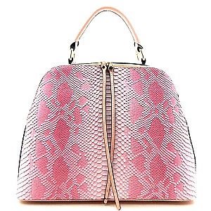 2 COMPARTMENT ROUND SHAPE SNAKE PRINT SATCHEL