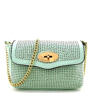 Studded Twist-lock Small Messenger Shoulder Bag