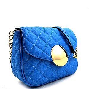 Quilted Style Button Framed Chic Messenger Bag