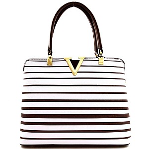 Professional Style Striped Design V-Shaped Metal Tote