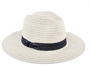 Ribbon Accent Wide Brim Straw Hat