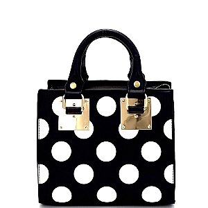 80672P-LP Polka Dot Print Small Structured Satchel