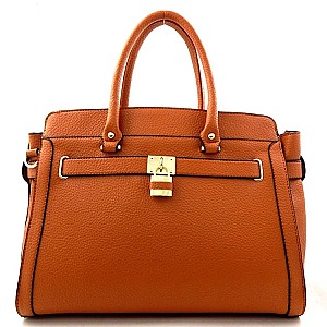 Padlocked Oversize Leather Like Tote