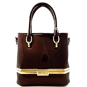 Bottom Compartment Patent Tall Satchel - New Season