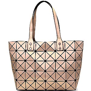 81017B-LP Matte Geometry Patchwork Light-weight Shopper Tote