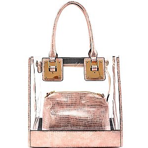 81471-LP Hardware Accent Clear 2 in 1 Tote