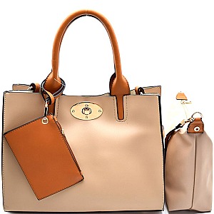 87193-LP Turn-lock Button 2 in 1 2 Tone Tote