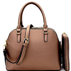 [S]87457-LP 3-Compartment  Dome Satchel Wallet SET