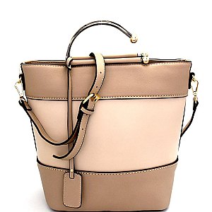 87517-LP Metal Handle Accent Mixed-Media Tall Bucket Satchel