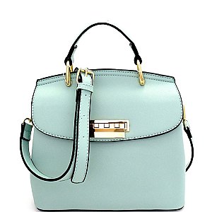87539-LP Hardware Flip-lock Top-Handle Flap Medium Satchel