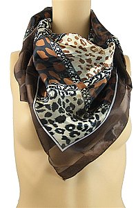 PACK OF (12 PCS) ANIMAL PRINT SQUARE SILKY SCARVES FM-AACG0142