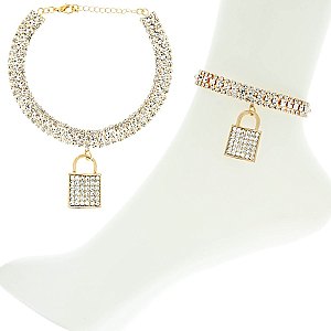 CRYSTAL TRENDY LOCK CHAIN ANKLET