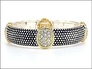 Gem Paved Oval Dot Textured Fashion Bracelet