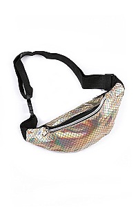 PACK OF ( 12 PCS ) ASSORTED COLOR MERMAID TAIL METALLIC FANNY PACK  FM-BA1284