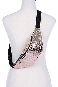 PACK OF ( 12 PCS ) ASSORTED COLOR CHICK METALLIC FANNY PACK  FM-BA1289