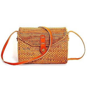 RECTANGULAR NATURAL FIBER WOVEN CROSSBODY BAG