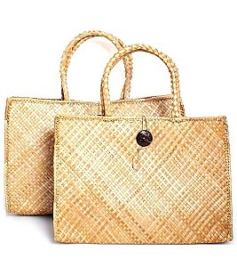 2IN1 TRENDY NATURAL WOVEN TOTE SET
