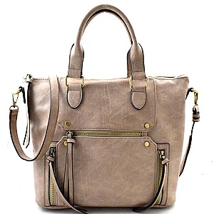 BGA3503-LP Antique Kraft Multi Pocket Casual Tote
