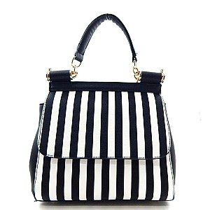 Accented Hardware Stripe Accent Medium Satchel
