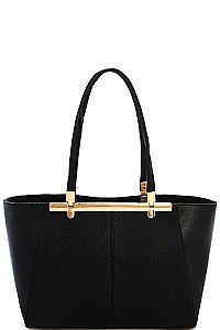 STYLISH SMOOTH TEXTURED PU LEATHER TWO TONE DESIGNER TOTE JYBGW-1557