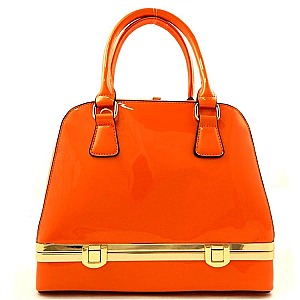 Bottom Compartment Patent Box Shape Purse