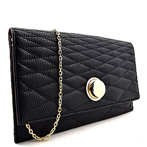 Hardware Accent Quilted Over-sized Clutch