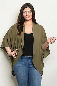 Plus Size 3/4 Sleeve Open Front Kimono - Pack of 6 Pieces