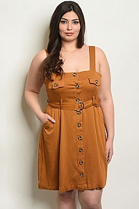 Plus Size Sleeveless Button Detail Dress - Pack of 8 Pieces