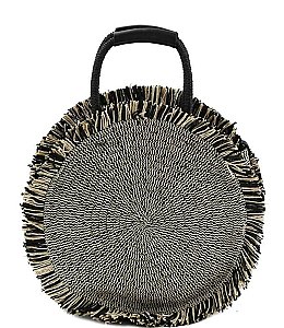 CHIC FASHION WOVEN TRENDY CIRCLE SHOULDER BAG