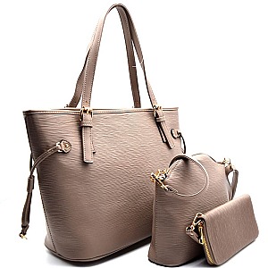 [S]DF2002A-LP Textured 3 in 1 Shopper Tote SET