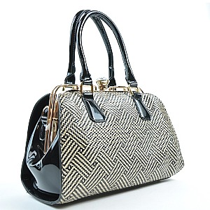 JEWEL TOP METAL FRAME TEXTURED BOUTIQUE SATCHEL