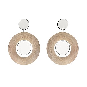 Trendy Dangly Wood Circle Earring SLE0323