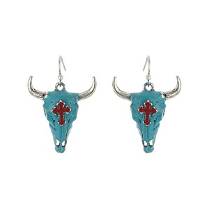 Fashionable Steer Head Cross Earring SLE0748
