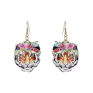 Fashionable Tiger Floral Print Earring SLE0883