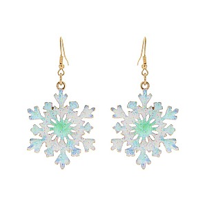 Fashionable White Snowflake Christmas Earrings SLE1286