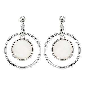 Trendy Round Metal Dangly Er with Mop SLE1383