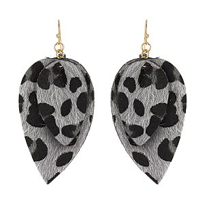 Trendy 2 Layered Leather Drop Earring SLE1394