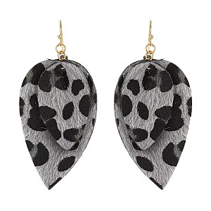 Trendy 2 Layered Leather Drop Earring SLE1394