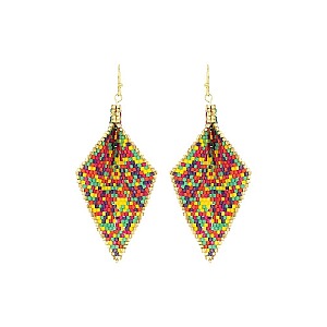 BEADED CURVED EARRING