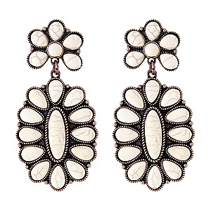 Trendy Western Turquoise Squash Blossom Earrings