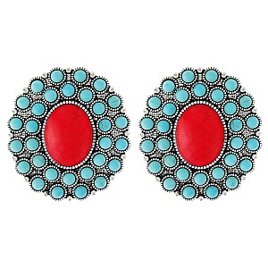 Glam Western Turquoise Flower Earrings