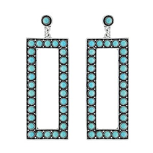 Rectangular Western Style Turquoise Earrings