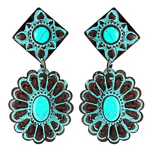 Luminous Handmade Turquoise Concho Earrings