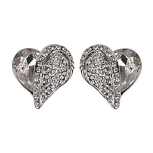 Fashionable Clear Trendy Heart Shapped Earrings With Stones SLEQ102