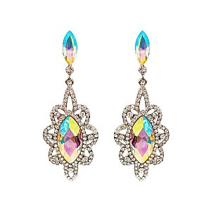 Fashionable Dangly Marquise Gem Earrings SLEQ228