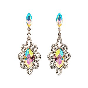 Fashionable Dangly Marquise Gem Earrings SLEQ228